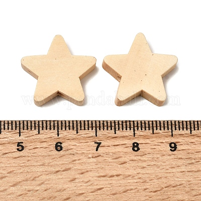 天然木のビーズ  スター  湯通しアーモンド  19x19.5x5mm  穴：1.6mm&nbsp;WOOD-A026-11-1