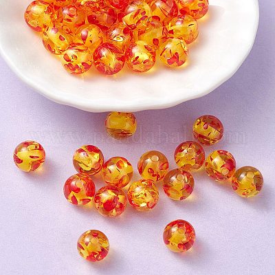 Resin Imitation Amber Beads Round Gold 8mm Hole 2mm