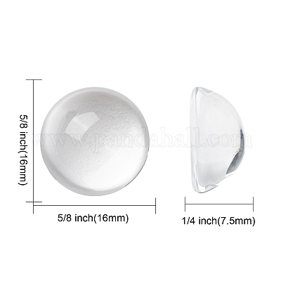 透明な半円形のガラスカボション  透明  16~17x7.5~8.5mm&nbsp;GGLA-R027-16mm-1