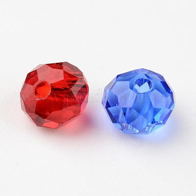 カット加工ロンデル透明ガラスビーズ  ミックスカラー  6x4mm  穴：1mm&nbsp;GLAA-R152-6mm-M1-1