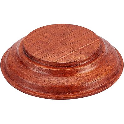 木製ディスプレイ  フラットラウンド  レッドオレンジ  9.5x2.05cm&nbsp;AJEW-WH0251-18-1