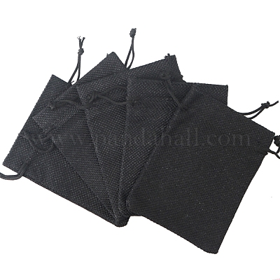 長方形のポリエステル製収納バッグ  巾着袋包装袋  ブラック  12x9cm&nbsp;PW-WG24103-04-1-1