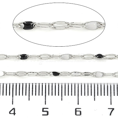 真鍮をあしらったチェーン  エナメル  スプールで  はんだ付け鉛フリー、カドミウムフリー  プラチナ  ミックスカラー  4x2x0.2mm&nbsp;AJEW-Q153-03P-01-1