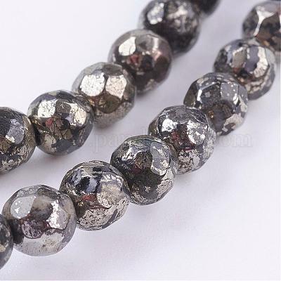 Natural Pyrite Beads Strands&nbsp;G-P303-02-10mm-8-1