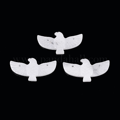 Eagle Shape Natural White Jade Gemstone Pendants&nbsp;G-P563-05E-1
