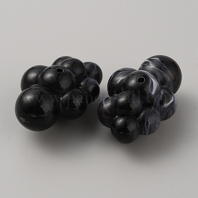 不透明なアクリルビーズ  雲  ブラック  33x23x17.5mm  穴：1.8mm&nbsp;SACR-TAC0005-04B-1