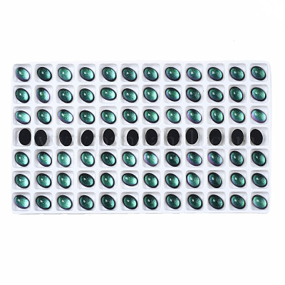 半透明のk9ガラスカボション  フラットバック  オーバル  グリーン  8x6x3.5mm  約84個/袋&nbsp;GGLA-Q084-001D-1