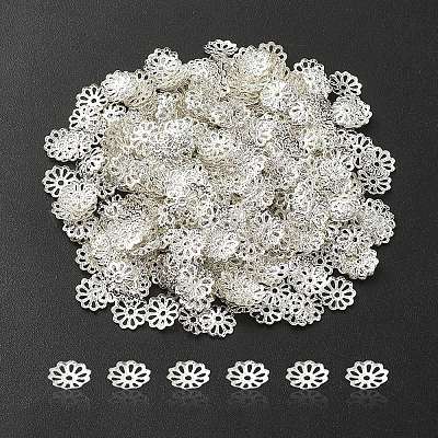 アイアン製ビーズキャップ  マルチ花弁  銀  9mm  穴：1.5mm&nbsp;IFIN-YW0001-69S-1