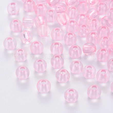 透明なアクリルビーズ  ラウンド  ピンク  6x5mm  穴：1.8mm  約4400個/500g&nbsp;MACR-S370-A6mm-702-1