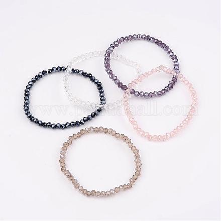 ガラスビーズストレッチブレスレット  ミックスカラー  内径：1-3/4インチ（4.6cm）&nbsp;BJEW-JB02308-1