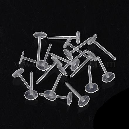 プラスチックスタッドピアスパーツ  フラットラウンド  透明  4.5~5mm  ピン：0.8mm&nbsp;KY-R011-01-1