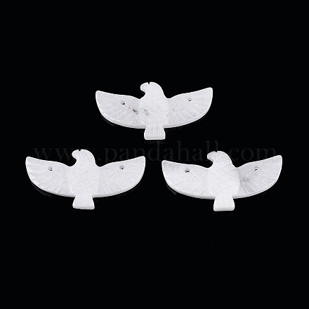 Eagle Shape Natural White Jade Gemstone Pendants&nbsp;G-P563-05E-1