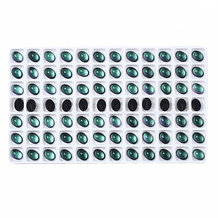 半透明のk9ガラスカボション  フラットバック  オーバル  グリーン  8x6x3.5mm  約84個/袋&nbsp;GGLA-Q084-001D-1