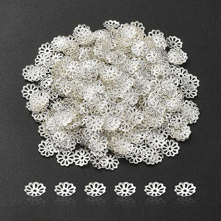 アイアン製ビーズキャップ  マルチ花弁  銀  9mm  穴：1.5mm&nbsp;IFIN-YW0001-69S-1