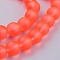 Baking Paint Transparent Glass Bead Strands, Frosted, Round, Orange Red, 10mm, Hole: 1.3~1.6mm, about 80pcs/strand, 31.4 inch