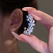 Alloy Rhinesonte Cuff Earrings, Platinum, Flower