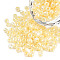 6/0 Glass Seed Beads, Ceylon, Round, Lemon Chiffon, 4mm, Hole: 1.5mm, about 1000pcs/100g