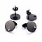 304 Stainless Steel Stud Earring Findings, with Loop and Flat Plate, Flat Round, Ion Plating(IP), Electrophoresis Black, 12x1mm, Hole: 1.6mm
