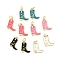 Rack Plated Brass Enamel Charms, with Jump Ring, Long-Lasting Plated, Lead Free & Cadmium Free, Real 18K Gold Plated, Cowboy Boot Charm, Mixed Color, 14x11x1.5mm, Hole: 3.4mm