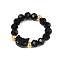 1Pc Cat Shape Glass Beaded Beads Finger Rings, Black, Inner Diameter: 18mm
