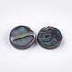 アワビ殻/パウア殻ビーズ  フラットラウンド  グリーン  12x3~4mm  穴：1.2mm&nbsp;SSHEL-T008-06A-2