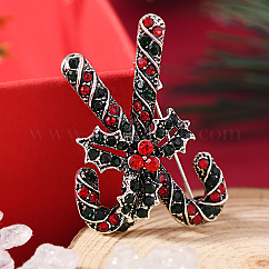 クリスマステーマの金合金ラインストーンブローチピン  カラフル  キャンディー棒