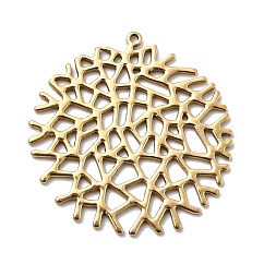 304 Stainless Steel Pendants, Branch, Real 14K Gold Plated, 30.5x30x1mm, Hole: 1.2mm