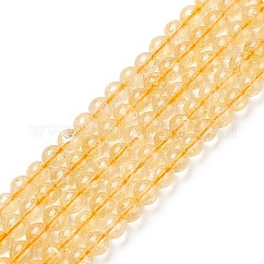 Natural Citrine Beads Strands, Round, Dyed & Heated, 6mm, Hole: 1mm, about 60~63pcs/strand, 15.5~15.7 inch(38~40cm)