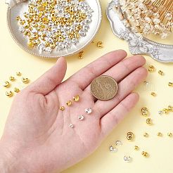 300 個 6 スタイル真鍮つぶし玉カバー  ゴールデン＆シルバー  4.5~6mm  穴：1.5mm  50個/スタイル&nbsp;KK-CJ0001-93