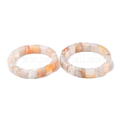 女性用スクエア天然桜瑪瑙ビーズストレッチブレスレット  ビーズ：12x12mm  内径：2-1/4インチ（5.8cm）&nbsp;BJEW-Z149-02A