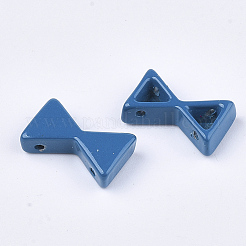 スプレー塗装合金マルチ連リンク  タイル弾性ブレスレット作り用  蝶結び  スチールブルー  8x13x4mm  穴：1mm&nbsp;PALLOY-T068-14-54