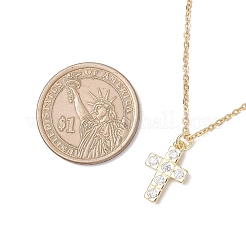 Brass Micro Pave Clear Cubic Zirconia Pendant Necklace&nbsp;NJEW-JN05390-03