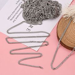 変色しにくい304ステンレススチールツイストチェーン  多面カット  溶接されていない  ステンレス鋼色  3x1.2mm&nbsp;CHS-K001-21-3mm