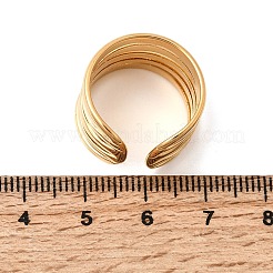 304ステンレススチール製ワイドバンドカフオープンリング（女性用）  イオンプレーティング（ip）  18KGP本金メッキ  14mm  usサイズ7 1/4(17.5mm)&nbsp;RJEW-L342-06G
