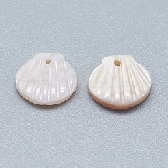 パールシェルのチャームのナチュラルホワイトシェルマザー  シェル  9.5~10.5x10~11x2~3mm  穴：1mm&nbsp;X-SSHEL-S260-097C