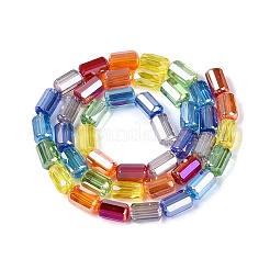 電気メッキ透明ガラスビーズ連売り  コラム  多面カット  ミックスカラー  9~9.5x5~6mm  穴：1~1.2mm  約40~44個/連  14.57~15.94インチ（37~40.5cm）&nbsp;EGLA-N022-11A-C01