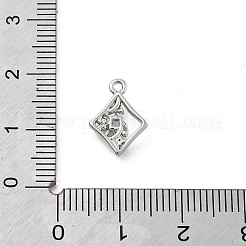 真鍮製マイクロパヴェキュービックジルコニアペンダント  菱形  3.5x10x2.5mm  穴：1.2mm&nbsp;KK-H511-01P-03
