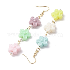 アクリルダングルピアス  304ステンレススチールピアスフック付き  花  ゴールドカラー  88.5x15.5mm&nbsp;EJEW-JE05752-02