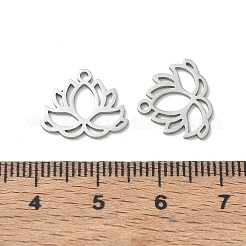304ステンレススチールチャーム  蓮のチャーム  切り取る  ステンレス鋼色  12x14.5x1mm  穴：1.2mm&nbsp;SA-CBA28C1-02E-P