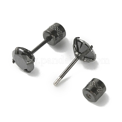 キュービックジルコニア ダイヤモンド スタッドピアス  女性用ガンメタルステンレスジュエリー  ブラック  6mm  ピン：0.9mm&nbsp;EJEW-TAC0015-20B-02