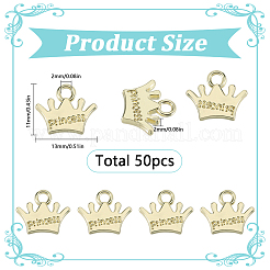 50 個ラックメッキ合金ペンダント  クラウンチャーム  ゴールドカラー  11x13x2mm  穴：2mm&nbsp;FIND-SC0013-28