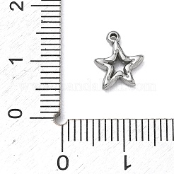 304ステンレススチールチャーム  スターのチャーム  切り取る  ステンレス鋼色  10x8.5x2mm  穴：0.9mm&nbsp;SA-B007-02P-C