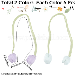 12個 2色布製ダブルヘッドチューリップ飾りアクセサリー  ヘアピンアクセサリー  ミックスカラー  415~435mm  6個/カラー&nbsp;FIND-CY0001-39