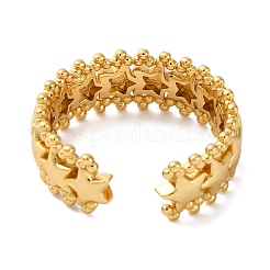 Rack Plating Star Brass Open Cuff Rings for Women&nbsp;RJEW-S242-03G