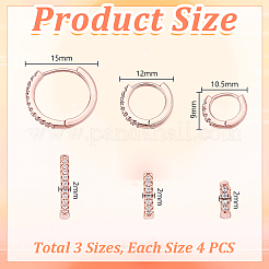 12Pcs 3 Styles Brass Rhinestone Hoop Earrings&nbsp;EJEW-GA0001-14