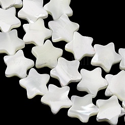 天然トロチッドシェル/トロカスシェルビーズ連売り  スター  ホワイト  10x10~10.5x2.5~3mm  穴：0.8mm  約20個/連  7.09''（18センチメートル）&nbsp;SH-CBA2978-17B