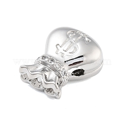 Rack Plating Brass Micro Pave Cubic Zirconia Beadss&nbsp;KK-B097-06P