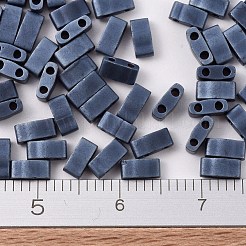 MIYUKIハーフティラビーズ  日本製シードビーズ  2の穴  (htl2001) マットガンメタル  5x2.3x1.9mm  穴：0.8mm  約250PCS /ボトル  10 G /ボトル&nbsp;SEED-JP0008-HTL2001