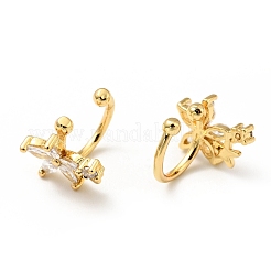 Clear Cubic Zirconia Flower Cuff Earrings&nbsp;EJEW-G295-10G