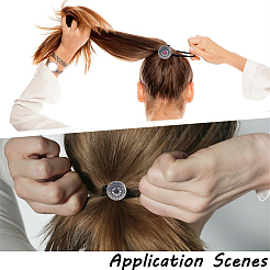 6色の合金ヘアタイ3個  ナイロンコード付き  イミテーションターコイズ付き  アンティークローズゴールド  30mm  2個/カラー&nbsp;DIY-CY0001-80B